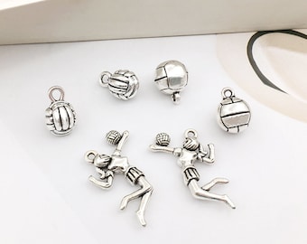 10/20/30PCS Bulk Volleyball sports charm Charms wholesale charm alloy charm Sports Volleyball Charms Pendant for Jewelry Making