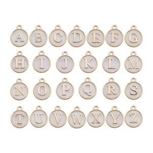 10pcs/Lot Colorful Alphabet Letter Double Face Enamel Charms Pendants for Necklace Bracelets Jewelry Making Handmade Craft image 7