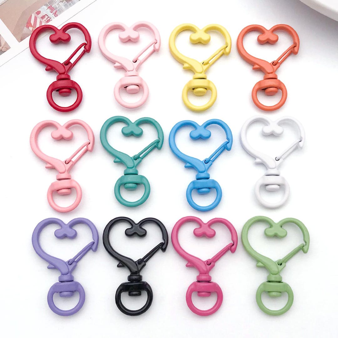 Heart Attach Spring 10pcs Colorful Metal Heart Spring Buckles With Open Rings, Alloy ...
