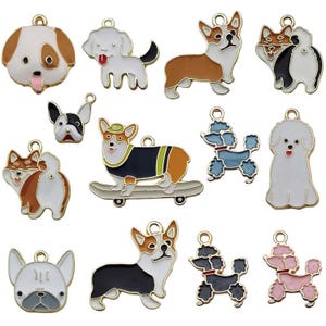 10pcs Enamel Cute Cartoon Dog Design Charms Alloy Animal Pendants for DIY Bracelets Necklaces Earrings Jewelry Making Accessories