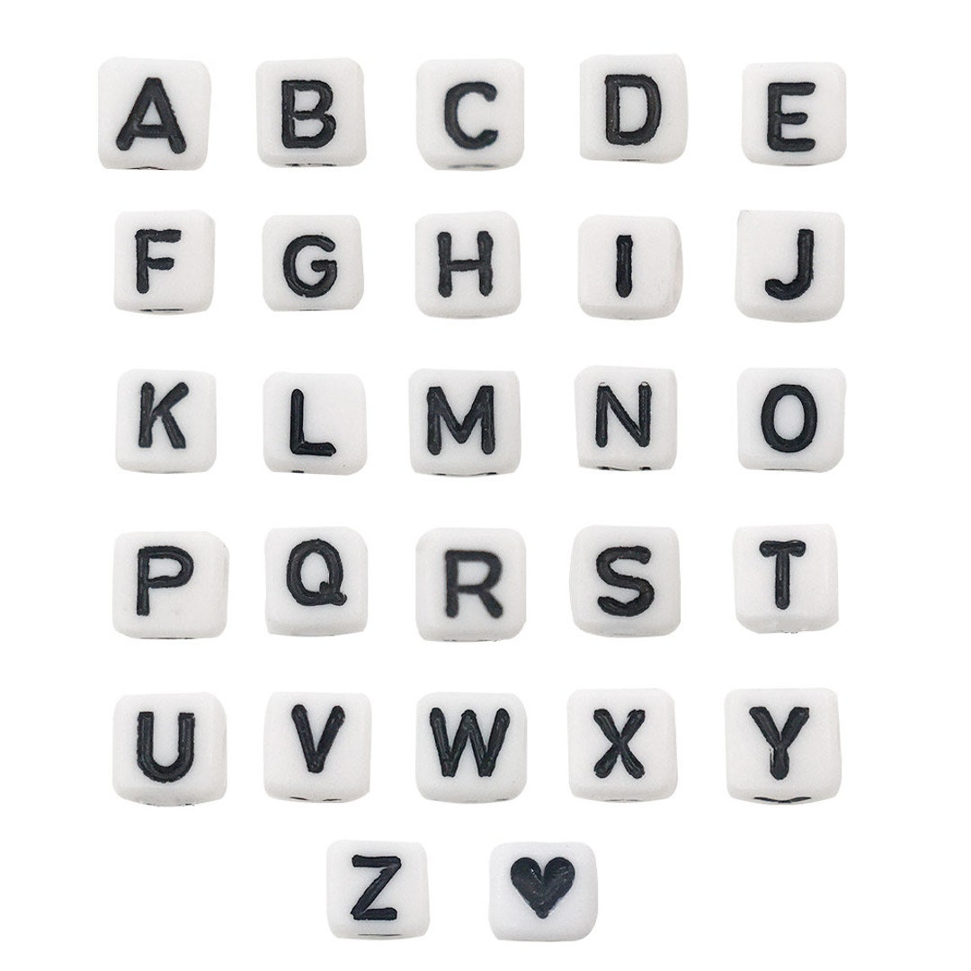 Alphabet Beads, Black & White, 6 mm, 150 Count - PACAC3255