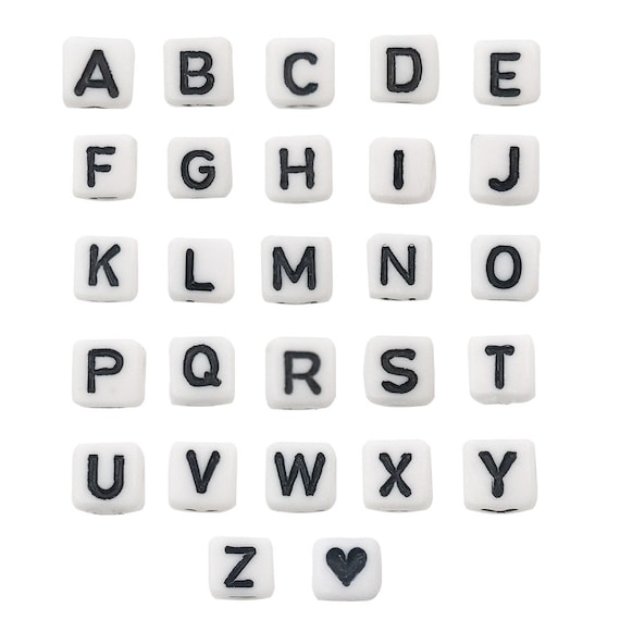 Alphabet beads square white 5 x 5 mm