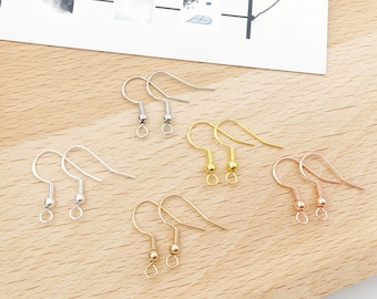80/200pcs 925 Bulk Earring Clasp Hooks silver ear hook Earring Hooks，French Ear Wires steel hook Hook Ear Wires for jewelry making Findings