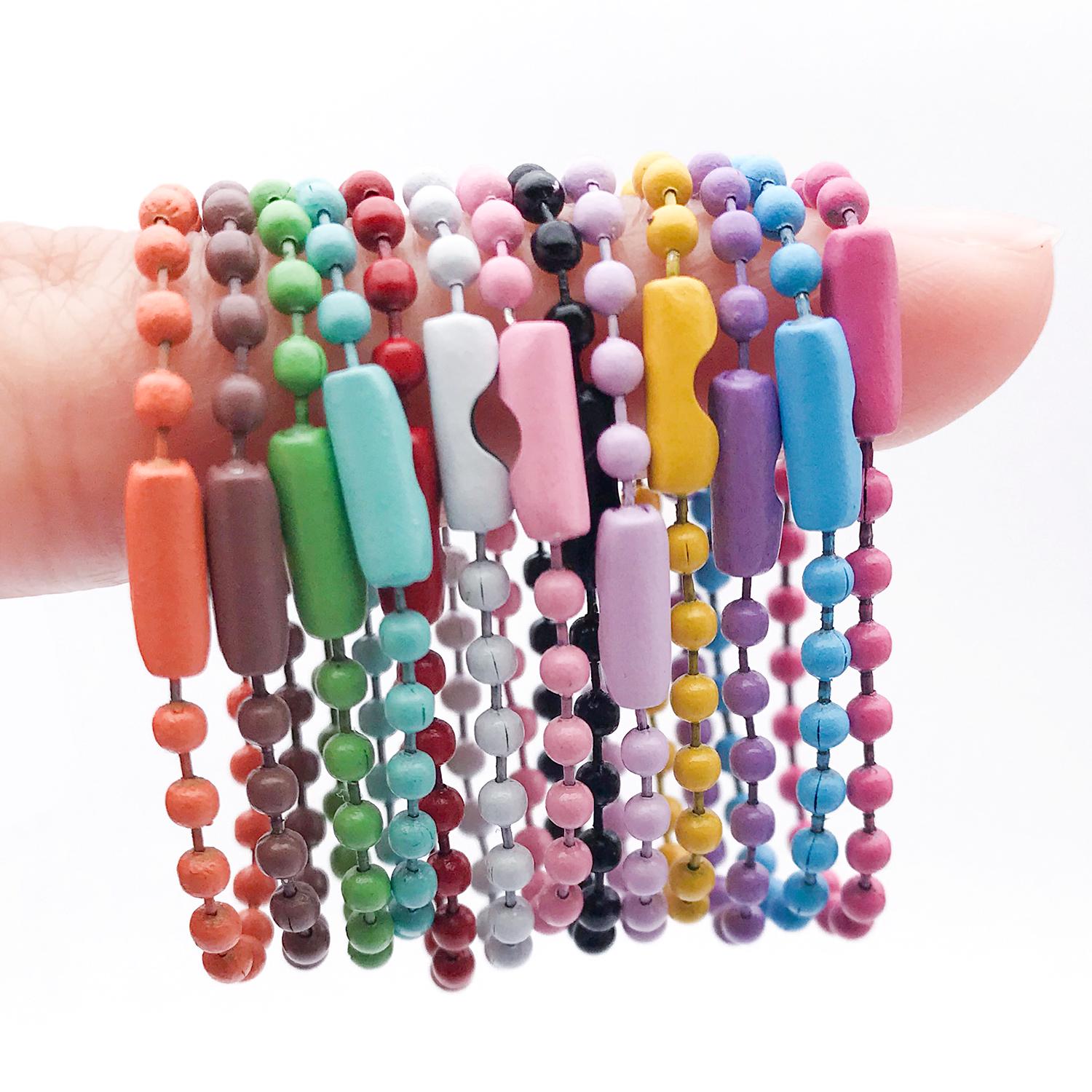 SEWACC 100Pcs Colorful Ball Bead Keychain Chains – Mixed Sizes (10cm & 12cm) Metal Hanging Chains With Clasps For Jewelry Making, Tags, DIY Crafts