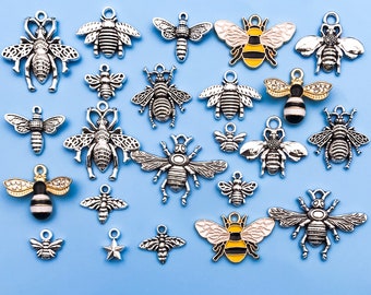 20 pièces vintage délicat en alliage de Zinc multicolore abeille série breloque accessoires pour femmes Bracelet collier pour la fabrication de bijoux à bricoler soi-même