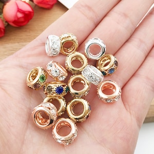 5/10/15pcs European beads large hole beads，rhinestones spacer beads，Round Spacer Beads，DIY bracelet necklace charms beads