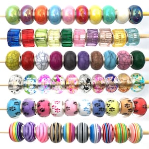 10/20/30PCS acrylic rainbow European beads，spacer beads,Large Hole Beads Fit For Bracelet European beads，Wholesale beads mixed color