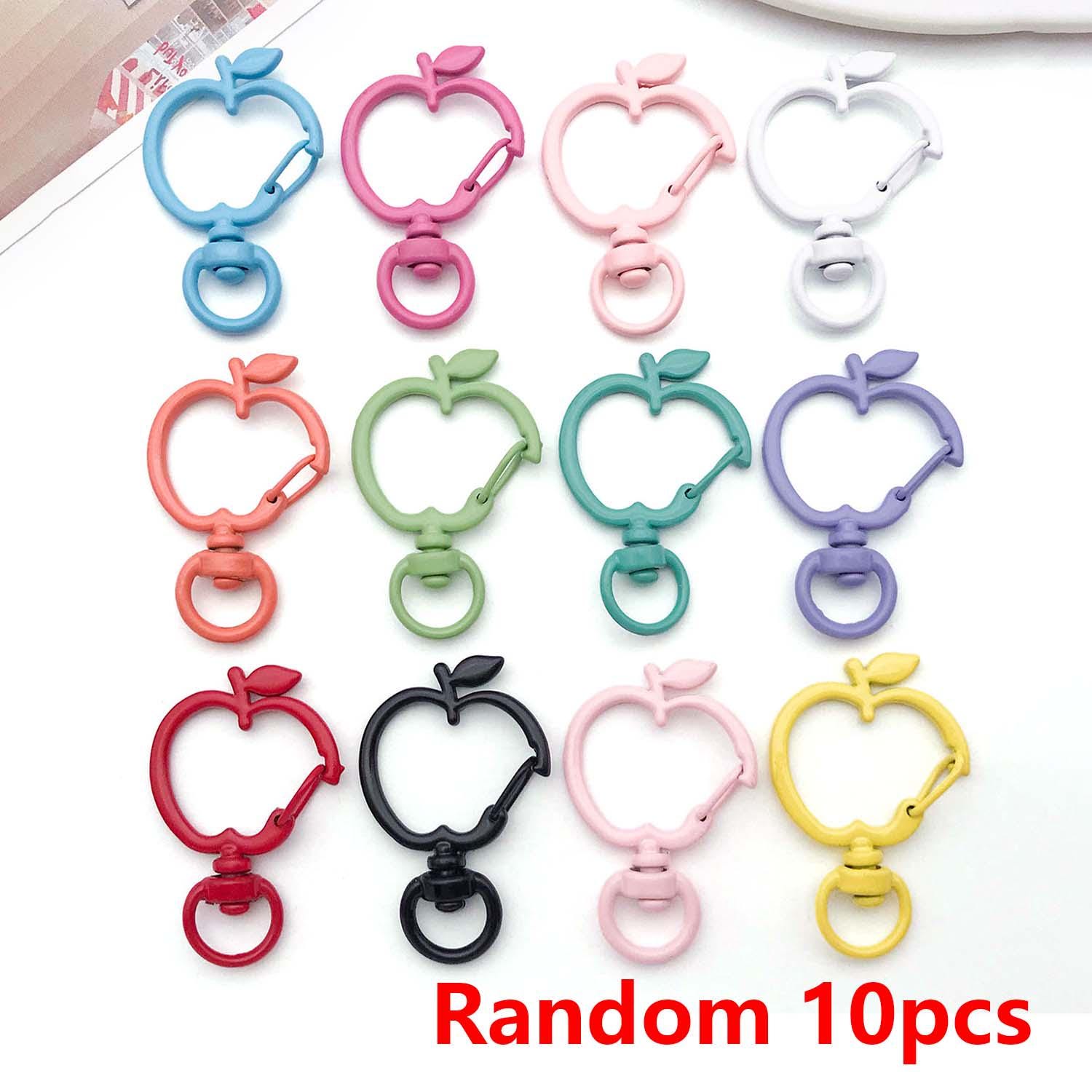10pcs Colorful Metal Apple Spring Buckles With Open Rings, Alloy