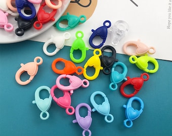 20/40/60pcs Mixed Color Small Plastic Lobster Clasp,Glasses Chain Clasps,Heart Plastic Lobster Clasps,Colorful Lobster clips,necklace clip