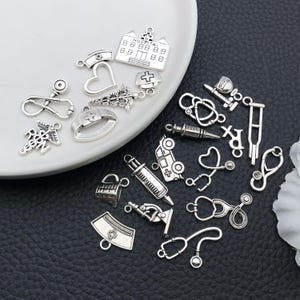 20/21pcs Alloy Medical Tool Charms Doctor Nurse Pendants for DIY Necklace Bracelet Earrings Jewelry Making Accessories image 5