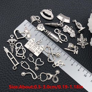 20/21pcs Alloy Medical Tool Charms Doctor Nurse Pendants for DIY Necklace Bracelet Earrings Jewelry Making Accessories image 2