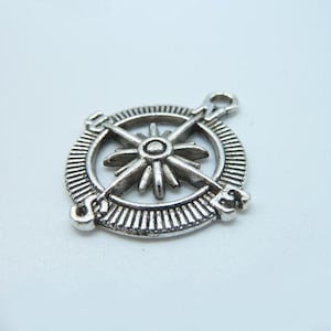 20pcs Compass Charms,  Antique Silver Compass Charm Pendants 25mm B263
