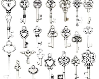 10/20/30pcs Vintage Key Design Charms Alloy Steampunk Pendants for DIY Bracelets Necklaces Earrings Jewelry Making Accessories