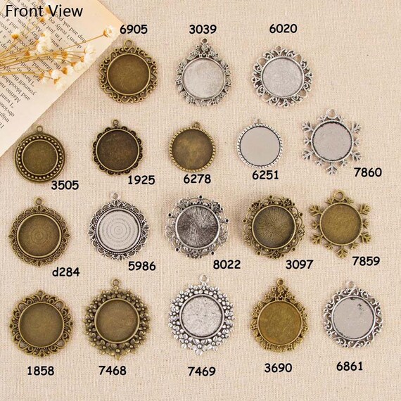 5 Sets Alloy Bronze Tone Bezel Tray And 10mm Glass Cobachon