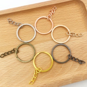 6 Color/15pcs Key Ring Keychain Findings Split Ring Keyring Craft Beading Keyring Fob WITH Chain Excellent Quality Art Craft