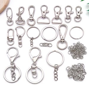 50g/10pcs Multi-functional Rotating Keychains With Lobster Clasps, Open Rings, and Spring Clasps for DIY Jewelry Making Accessories