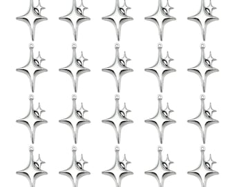 50 Stück 22 * 34 mm Y2K Vierzackige Stern Charms Legierung Stern Anhänger für DIY Armbänder Halsketten Ohrringe Schmuck machen Zubehör