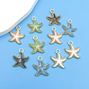 10pcs Fashion Multicolor Enamel Charm Starfish Pendant Accessories For Women Necklace Bracelet For DIY Jewelry Making