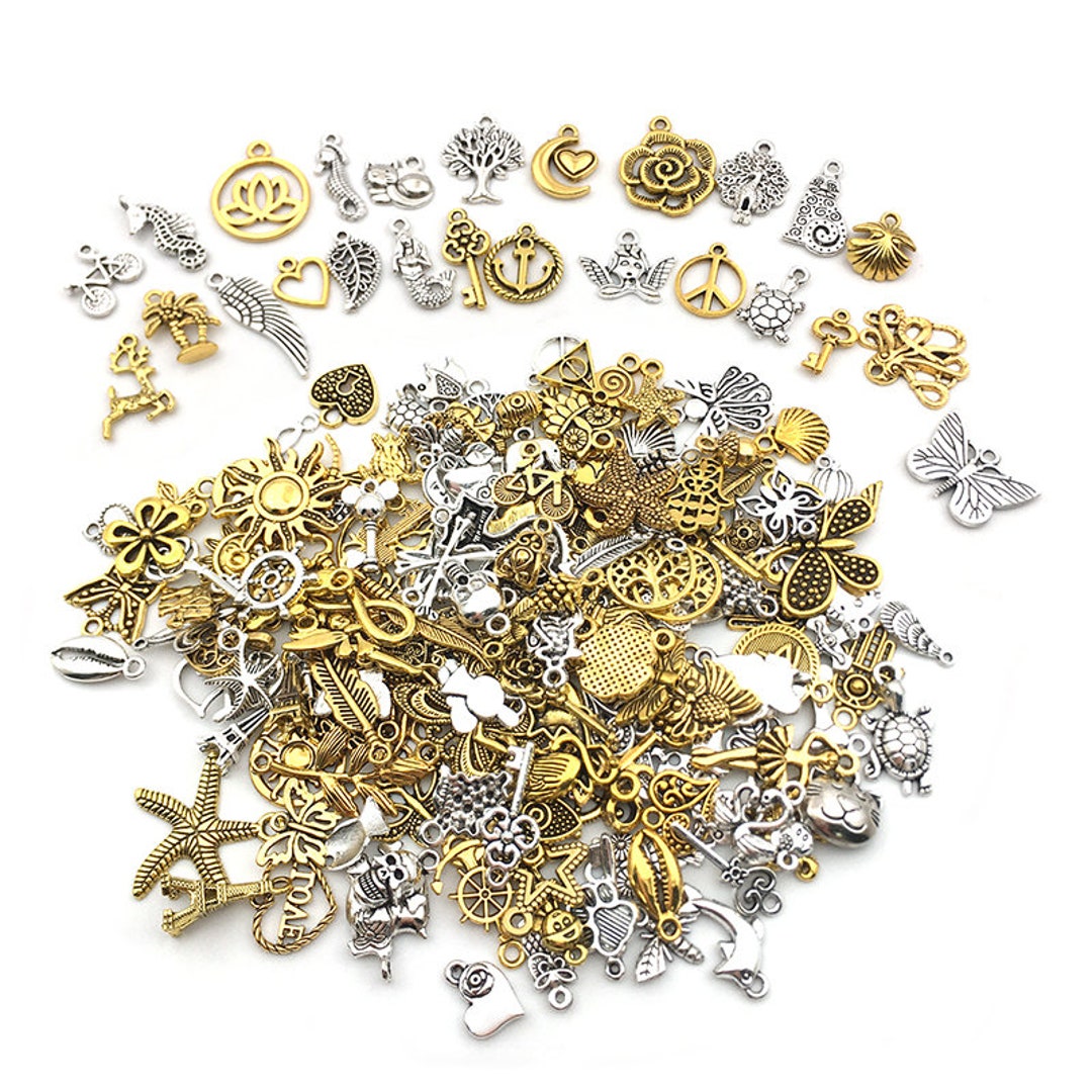 300pcs/Lots Random Mixed Bulk Tibetan Silver Plated Charms Pendants For DIY  Jewelry Making Accessories Wholesale Handmade Crafts