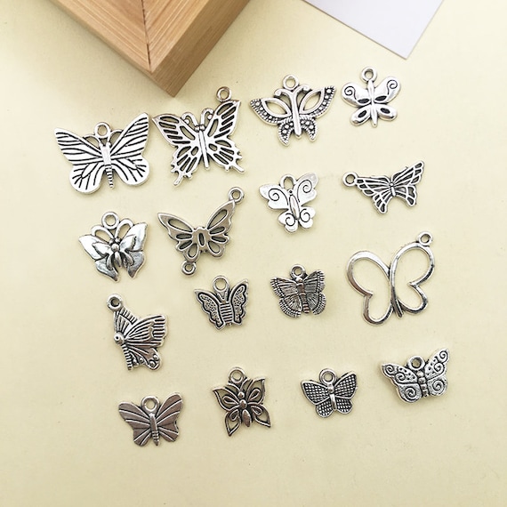  15pcs Enamel Butterfly Cat Charms Mixed Styles