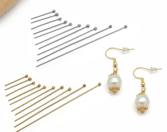 20pcs Stainless Steel Ball Head Pins For DIY Bracelet Necklace Earrings Jewelry Making Accessories