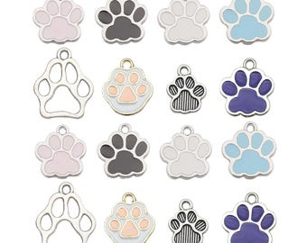 10/16pcs Enamel Dog Paw, Cat Paw Charms Alloy Cute Paw Print Pendants for DIY Bracelet Necklace Earrings Jewelry Making Accessories