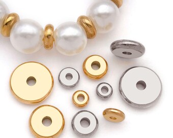 10pcs Stainless Steel Spacer Beads Flat Round Loose Beads Wheel Bead For DIY Bracelet Necklace Jewelry Making Accessories
