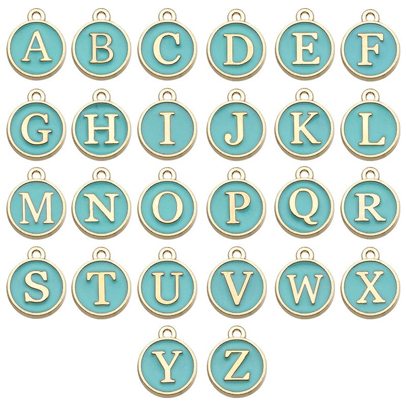 10pcs/Lot Colorful Alphabet Letter Double Face Enamel Charms Pendants for Necklace Bracelets Jewelry Making Handmade Craft image 4