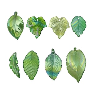 40/50pcs Green Leaves Leaf Charms Acrylic Pendants for DIY Bracelets Necklaces Earrings Jewelry Making Accessories