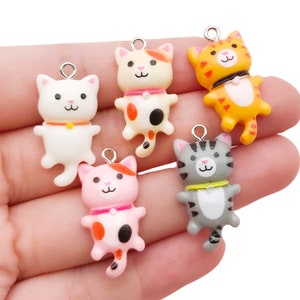 5/10pcs 15*28mm Del Fumetto Sveglio del Gatto di Disegno Pendenti E Ciondoli 3D Della Resina Animale Pendenti Per La Collana Del Braccialetto Fai Da Te Gioielli Che Fanno Accessori