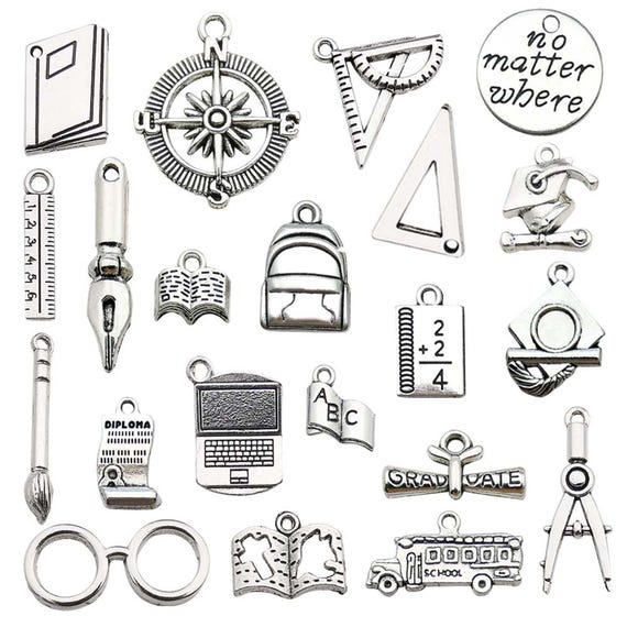 10/20/30pcs Graduation Season Charms Alloy Books, Certificates, Ruler Pendants for DIY Bracelets Necklaces Jewelry Making Accessories