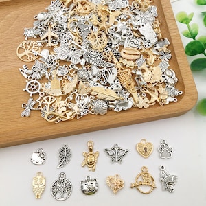 150pcs Assorted Mixed Charms In BULK Antique Silver Tone，KC Gold Wholesale Mixed Charms Collections，for DIY Handmade Making Accessories