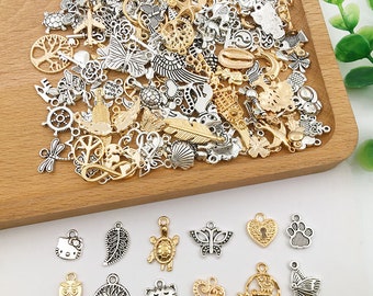 150pcs Assorted Mixed Charms In BULK Antique Silver Tone，KC Gold Wholesale Mixed Charms Collections，for DIY Handmade Making Accessories