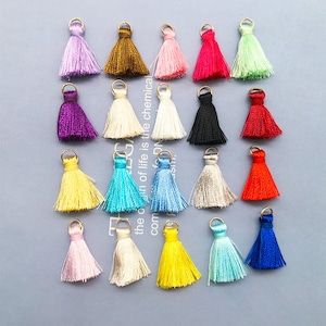 10/20/30pcs 25mm Mini Tassels，20 Color ,Tassel with gold jumpring Cotton Tassels，Handmade Earring Cotton Thread Tassel，for Jewelry Making