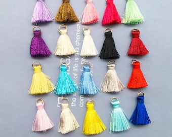 10/20/30pcs 25mm Mini Tassels，20 Color ,Tassel with gold jumpring Cotton Tassels，Handmade Earring Cotton Thread Tassel，for Jewelry Making