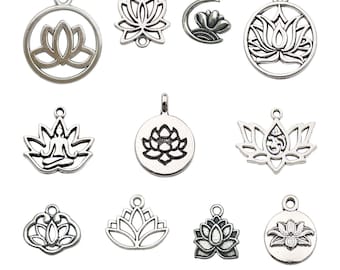 10/20/30pcs Hollow Lotus, Yoga Design Connector Charms Alloy Pendants for DIY Bracelets Necklaces Earrings Jewelry Making Accessories