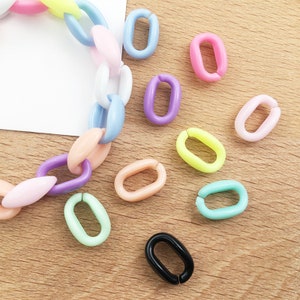 100/200/300pcs acrylic chain buckle，color acrylic chain buckle，link plastic chain, open link chain, glasses chain,DIY necklace accessories