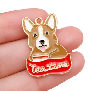 5/10pcs 21*29mm Enamel Cartoon Cute Dog Charms Alloy Animal Pendants For DIY Jewelry Making Accessories