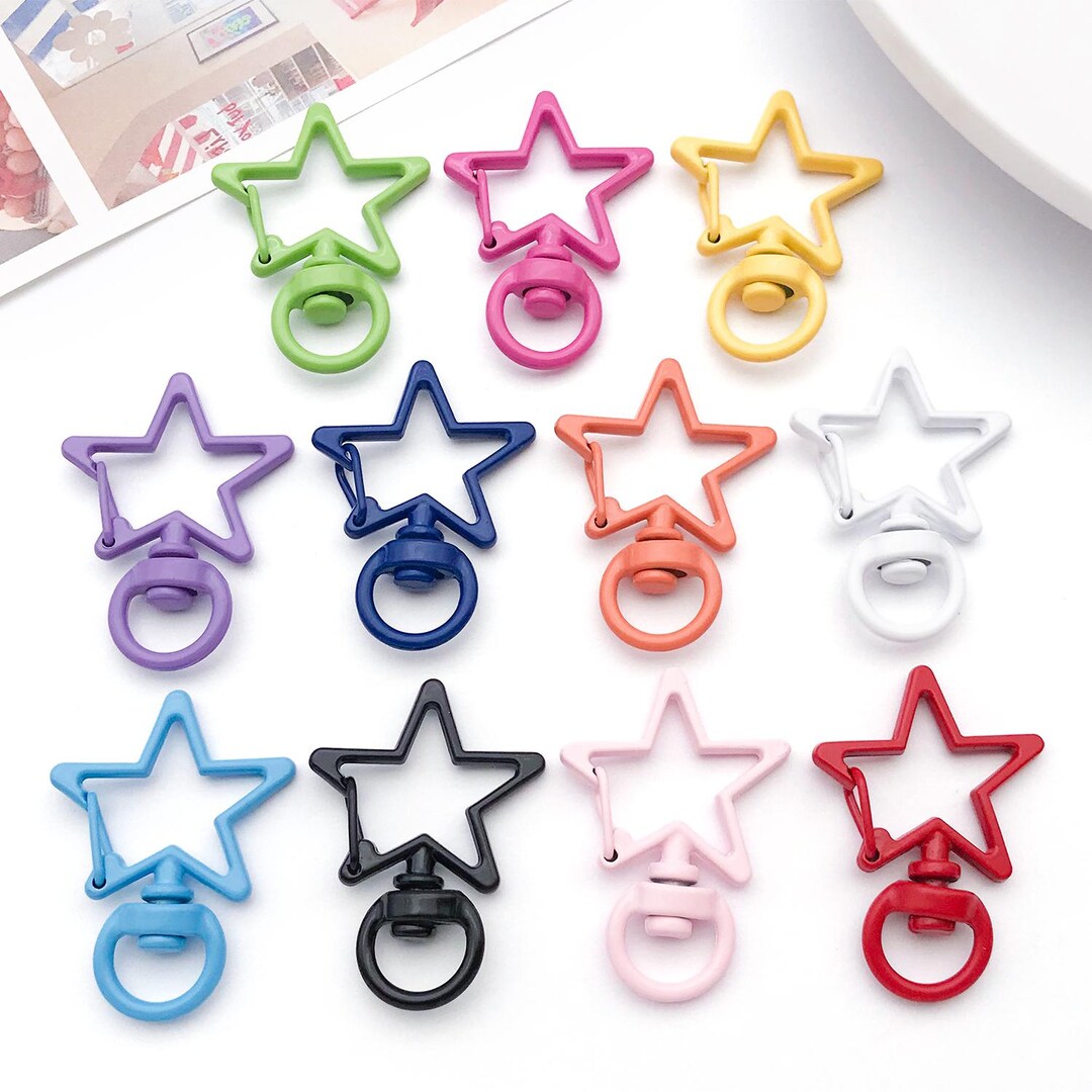 Spring Buckle Sign 10/20/30pcs Colorful Metal Stars Spring Buckles With Open Rings, Alloy ...