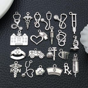 20/21pcs Alloy Medical Tool Charms Doctor Nurse Pendants for DIY Necklace Bracelet Earrings Jewelry Making Accessories Mix-21pcs