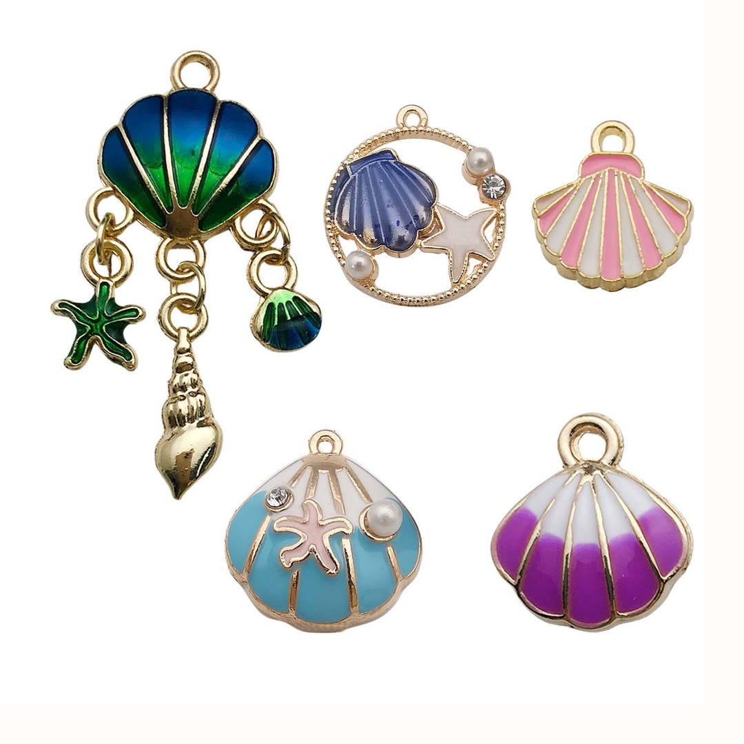 5/10pcs Enamel Marine Life Charms Alloy Shell, Starfish Design Pendants ...