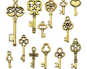 10/20/30pcs Vintage Key Design Charms Alloy Steampunk Pendants for DIY Bracelets Necklaces Earrings Jewelry Making Accessories