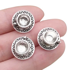 5/10 pièces 7*14mm Antique argenté tasse à café conception breloques alliage tasse à thé pendentifs pour bracelet à monter soi-même collier fabrication de bijoux accessoires