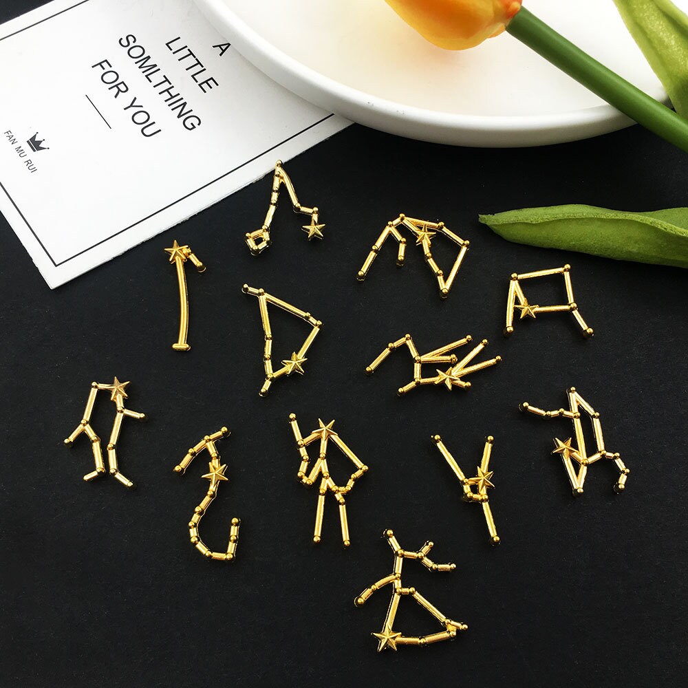 36 Ciondoli Zodiacali In Smalto E Lega Dorata – Rotondi 15mm – Fai Da Te Gioielli, Collane, Orecchini