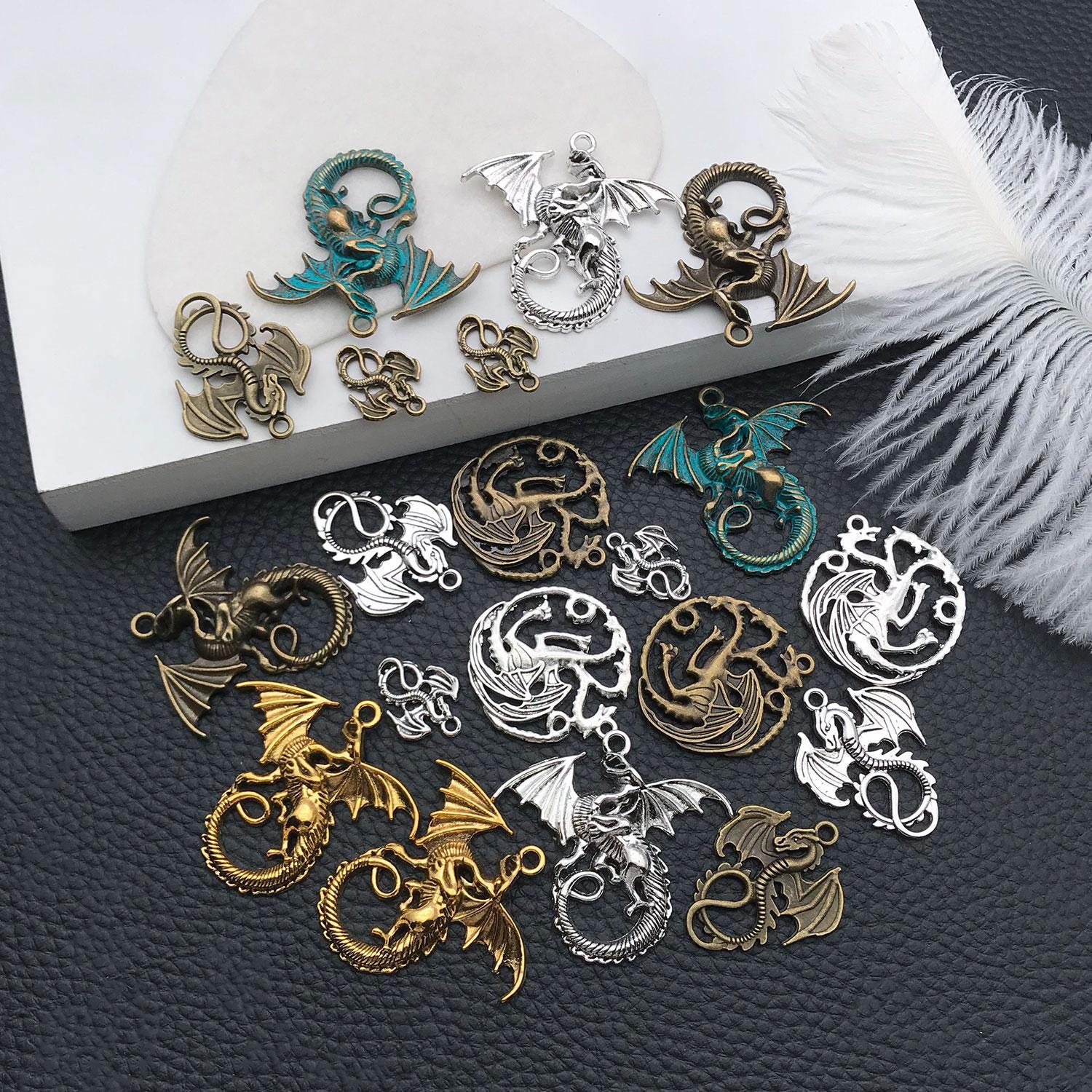 PH PandaHall 36 stuks legering vlieger hangers 3 kleuren Chinese draak