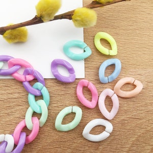 100/200/300pcs acrylic chain buckle，color acrylic chain buckle，link plastic chain, open link chain, glasses chain,DIY necklace accessories