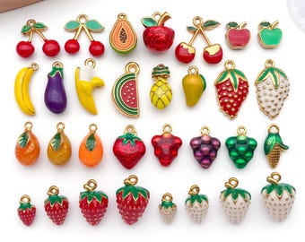 2/5pcs Stainless Steel Fruits, Vegetable Charms Banana, Watermelon, Strawberry, Cherry, Corn Pendants for DIY Jewelry Making Accessories