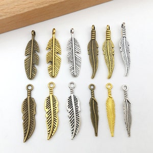 30/60/90pcs Feather Charm Bulk, Antique Silver Feather Pendant,  DIY Handmade Craft,Jewelry Making Findings accessories