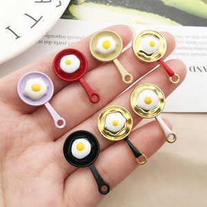 10/20/30pcs Enamel Charm fried egg Gold Plated Pendant，Enamel cute spatula Charm，DIY Findings Charm Jewelry Supplies Making Accessories