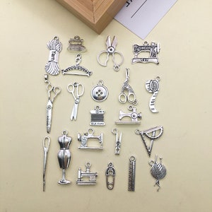 20pcs Mixed Sewing Collection Charm sewing pendant BULK Antique Silver Tone，for DIY Hand Making craft Accessories